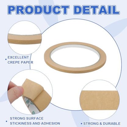 Masking Tape 0.2 Inch x 21 Yard Painter's Tape Brown Paint Tapes for DIY Crafts Arts Drawing Decoration Labeling Car Painting Artist Teachers