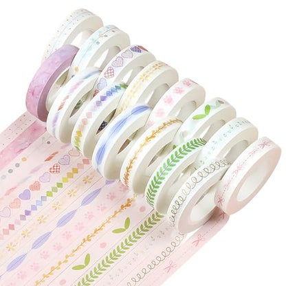 15 Rolls Slim Washi Tape Set