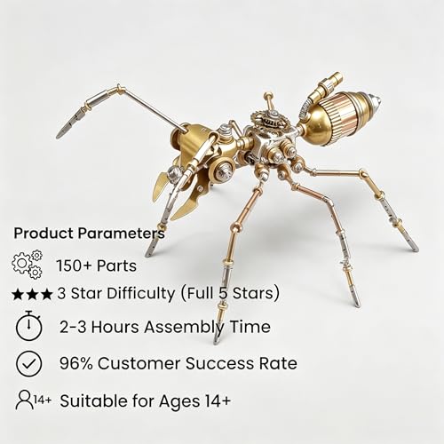 Steampunk Ant 3D Metal Puzzle Model Mechanical Kits 150+ Parts 2 (100 Count)