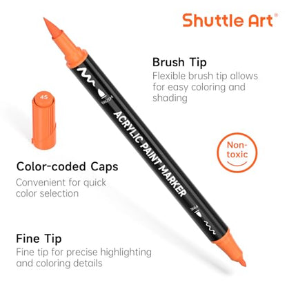 25 Colors Dual Tip Acrylic Paint Markers (25 Count)