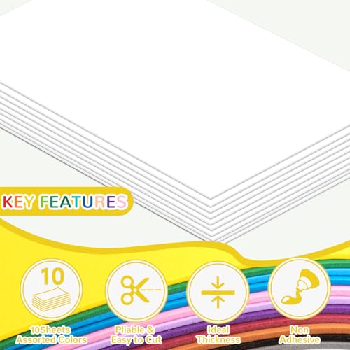10 Pack Eva Foam Sheets Craft 8 x 12 inch (960 sq inches)