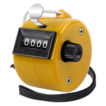Yellow Handheld Tally Counter Clicker 4 Digital for School Event