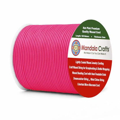 2mm Hot Pink Waxed Cord