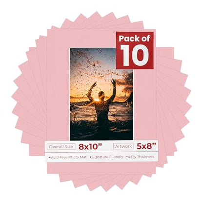 Pack of TEN 8x10 Mats Bevel Cut for 5x8 Photos (10 Count)