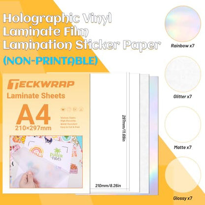 Holographic Sticker Paper Clear Overlay Lamination Vinyl Laminate Sticker Film A4 210mm x 297mm 28 sheets