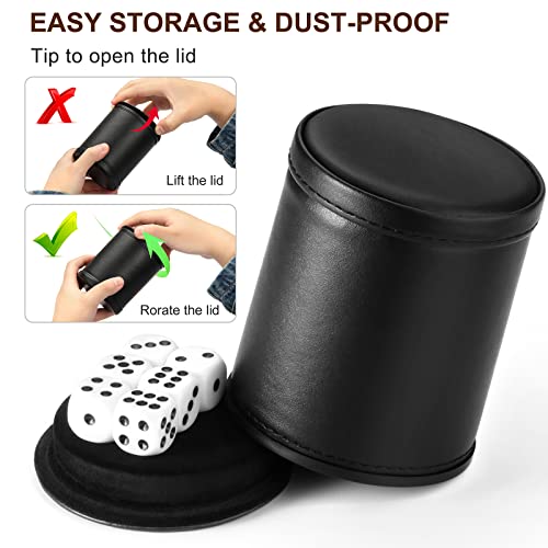 Felt Lined Dice Cup PU Leather Set