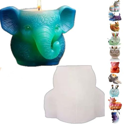 Animal Resin Molds Silicone 3D Cute Elephant Epoxy Resin Jar Plaster Candle Holder Wax Molds for Candle Making
