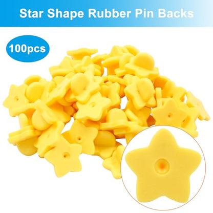 100 Pack Yellow Star Shape Rubber Pin Backs (100 Count)