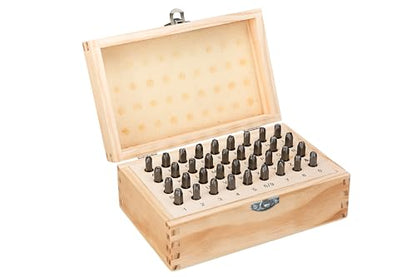 Letter and Number Stamp Set 36pcs 40Cr Alloy Steel Metal Stamp Number & Letter Punch Set in a Wooden case