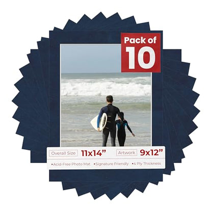 Pack of Ten Acid Free 11x14 Mats Bevel Cut for 9x12 Photos (10 Count)