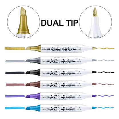 24 Colors Acrylic Paint Marker Chisel and Brush Dual (24 Count)