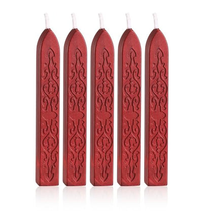 5Pcs Blood Red Sealing Wax Sticks with Wicks for Wax Seal Stamp (5 Count)