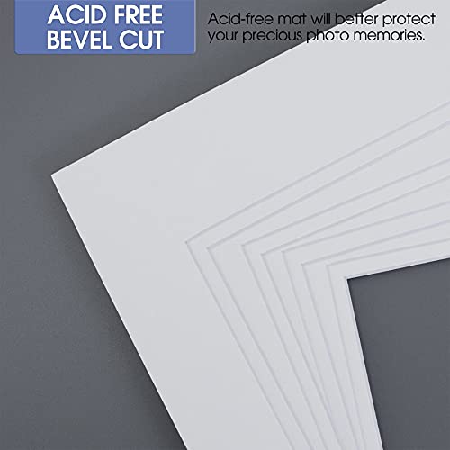 5 Pack Double mat 11x14 For 8x10 Photo White Over White (5 Count)
