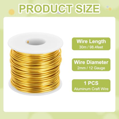 12 Gauge Anodized Aluminum Craft Wire Bendable Bonsai Training Wire 98 Feet 2mm for Sculpting Crafts Wreath Floral Beading Jewelry Making