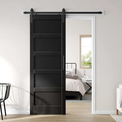 30x84 in Black Barn Door with 5.5FT Hardware Kit Included