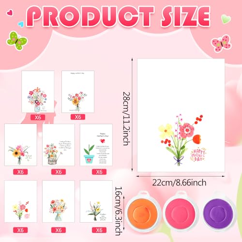 48 Sets Mother's Day Handprint Crafts DIY Religious Hand Keepsake Craft Gifts with Flower Stickers for Mom Dad Home Party Activities (48 Count)