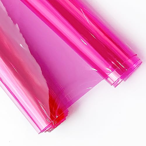 HYANG DeepPink Transparent PVC Super Clear Holographic Vinyl Faux Leather Sheets 1 Roll 12" x 47"
