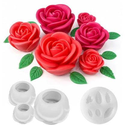 4 PCS Rose Candle Mold Silicone
