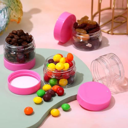12 Pack 1 oz Plastic Container Jars with Lids Round Clear Travel Cosmetic Container Slime Jars for Toiletries (12 Count)