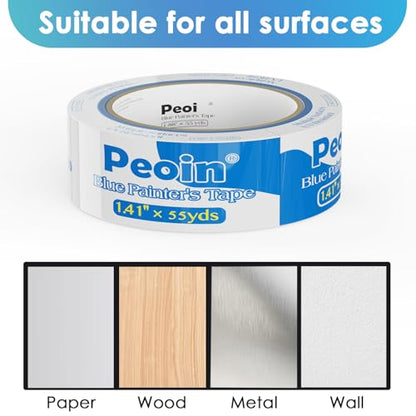 32Roll Blue Painters Tape 1.5 Inch Wide Bulk Masking Paint Tape 1.41inx55yd (5280 Foot)