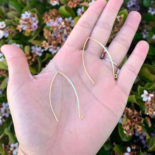 10pcs Adabele Real Gold Plated Sterling Silver 44mm Marquise Earring Hooks (10 Count)