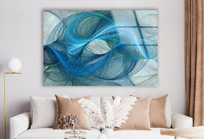 35.5Wx30H'' Blue Energy Abstract Wall Art