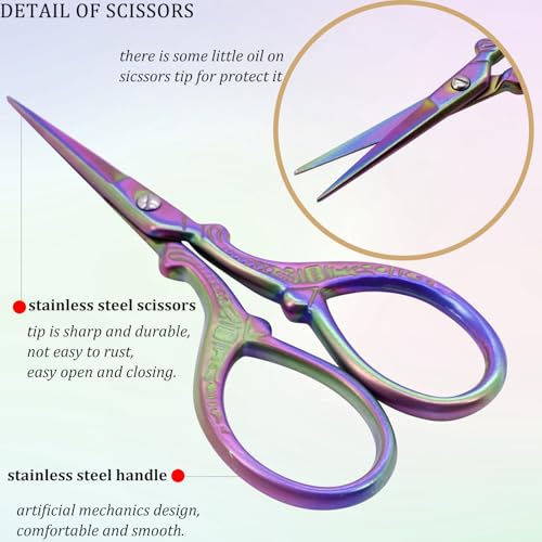 Sewing Embroidery Scissors with Cover Tassel Sharp Stainless Steel Tip Scissor Dressmaker Shears Crane Sewing Scissors for Thread Cross
