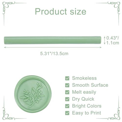 15Pcs Sage Green Glue Gun Sealing Wax Sticks for Wax Seal Stamp (15 Count)