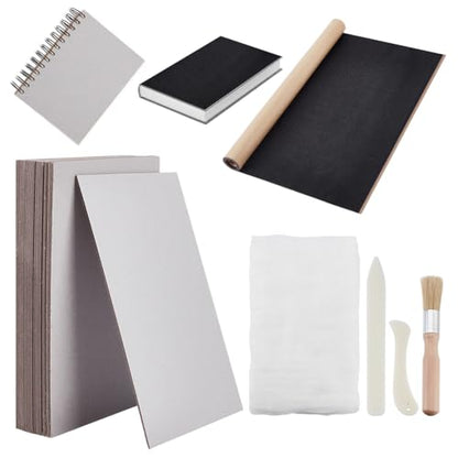 Book Binding Kits Include 20Pcs 6"x9" Chipboards Black 19.5"x58.3" Book Cloth 2 Bone Folder 1pc 78"x45" Cloth for DIY Bookbinding Crafts and Sewing Supplies (20 Count)