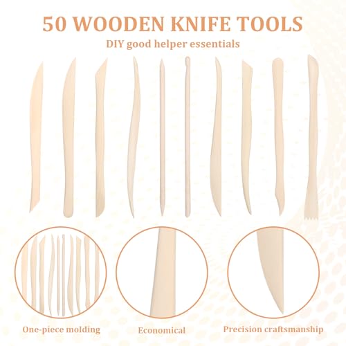 50PCS Wooden Clay Sculpting Tools
