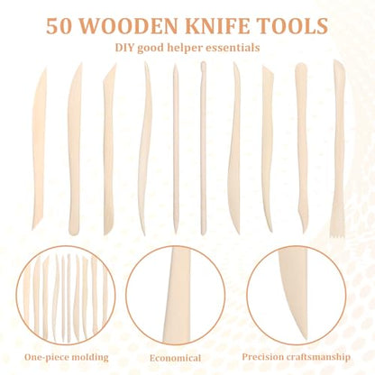 50PCS Wooden Clay Sculpting Tools