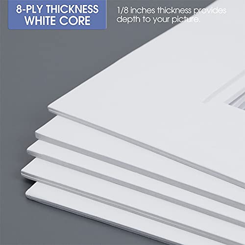 5 Pack Double mat 11x14 For 8x10 Photo White Over White (5 Count)