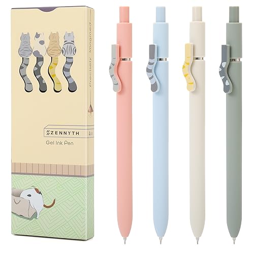 Cat Pens 4Pcs 0.5mm Black Ink Fine Point Pens for Journaling (4 Count)