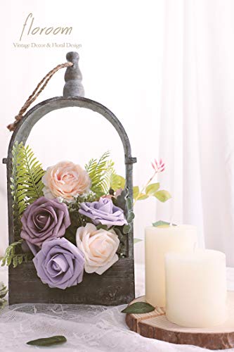 Artificial Flowers 50pcs Real Looking Cream Foam Fake Roses with Stems for DIY Wedding Bouquets Bridal Shower Centerpieces Floral Arrangements Party Tables Home Decorations (50 Count)