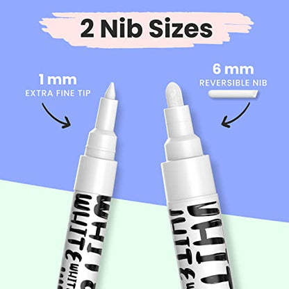 6 White Chalk Markers for Blackboard
