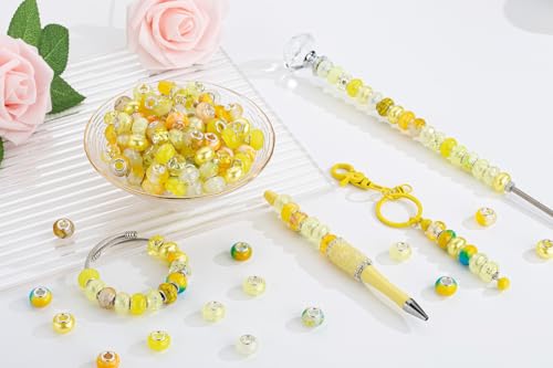 Yellow Mix Large Hole Beads (100 Count)