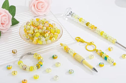 Yellow Mix Large Hole Beads (100 Count)