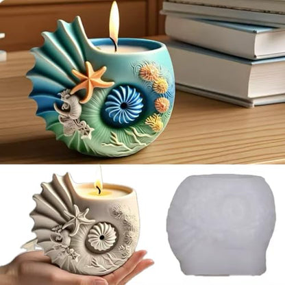 Sea Animal Candle Holder Resin Molds Silicone Epoxy Resin Jar Conch Shell Shaped Plaster Candle Holder Wax Molds