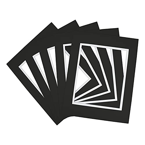 5 Pack Double mat 11x14 for 8x10 Photo Black Over White
