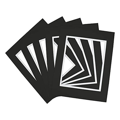 5 Pack Double mat 11x14 for 8x10 Photo Black Over White