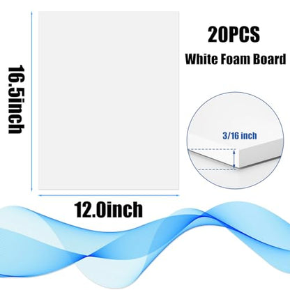 20 Pack White Foam Board 12" x 16.5"