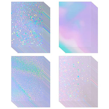36 Sheets Holographic Sticker Paper Clear Self (36 Count)