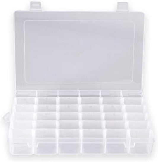 Plastic Organizer Container Box 36 Compartments Jewelry Storage Box with Adjustable Dividers (1 Pack)