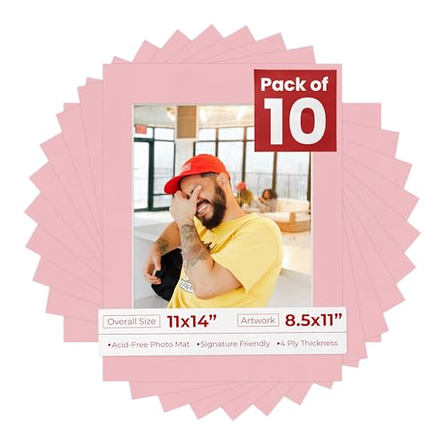 Pack of TEN 11x14 Mats Bevel Cut for 8.5x11 Photos (10 Count)
