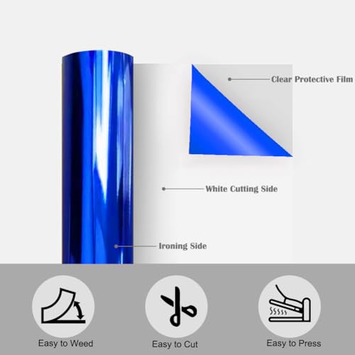 Blue Foil HTV Heat Transfer Vinyl Roll 12" x 6FT for All Cutter Machine