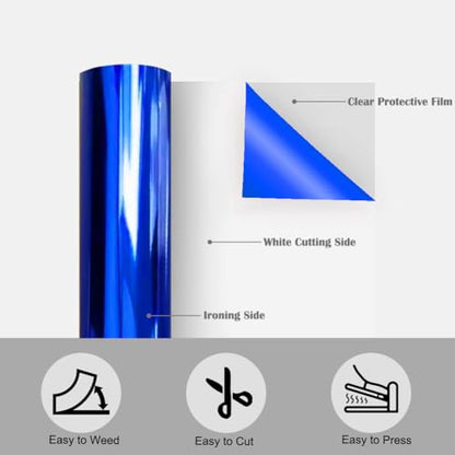 Blue Foil HTV Heat Transfer Vinyl Roll 12" x 6FT for All Cutter Machine