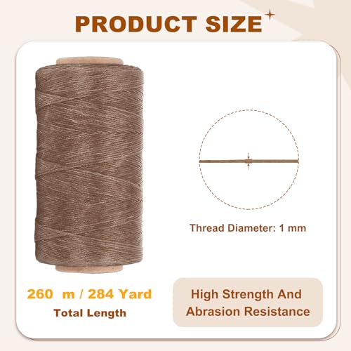 284 Yard Flat Waxed Thread 150D 1mm Leather Sewing Cord for Repairing Shoes Bags Wallets Jewelry Making DIY Leather Craft