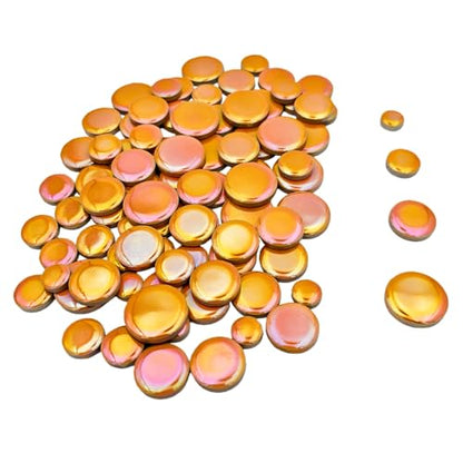200g Iridescent Round Mosaic Tiles for Crafts Bulk (90 Count)