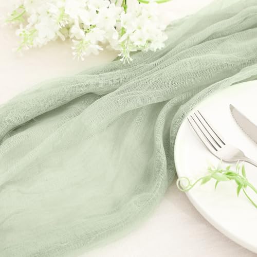 Halloween Cheese Cloth 35.43 x 393.7 Inch Sage Green Cheesecloth Roll for Crafts Large Cotton Muslin Gauze Fabric for Halloween Outdoor & Indoor Spooky Decoration