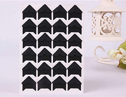 10 Sheet (240-pack) Photo Corners Self Adhesive PVC Paper Photo Foto Corner Stickers for Scrapbooking Personal Journal (Style2-10sheet Black) (240 Count)